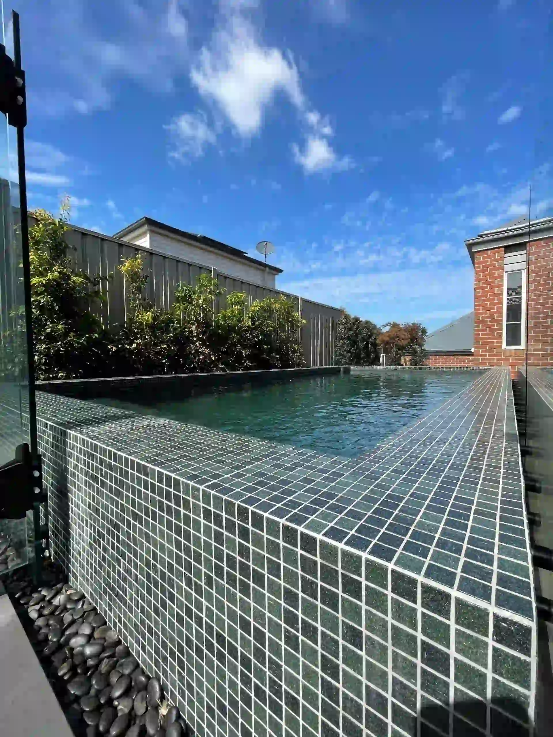 clear glass pool